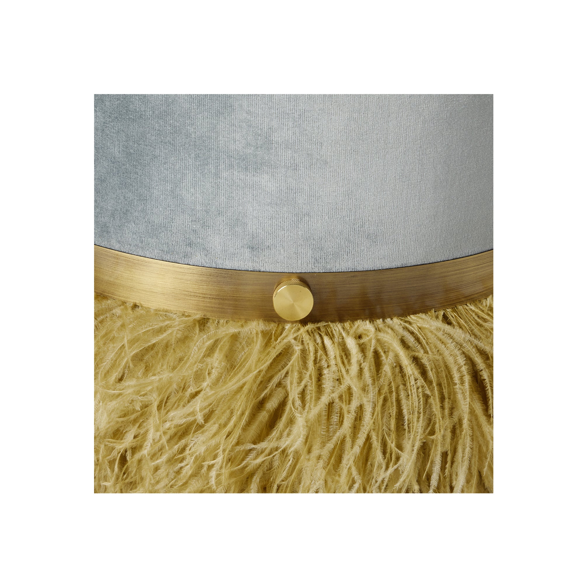 Ostrich Fluff Ocean 450 Diameter Velvet Pouf