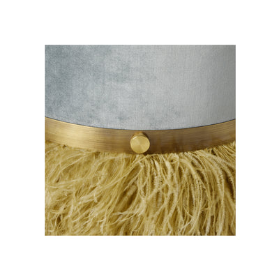 Ostrich Fluff Ocean 450 Diameter Velvet Pouf
