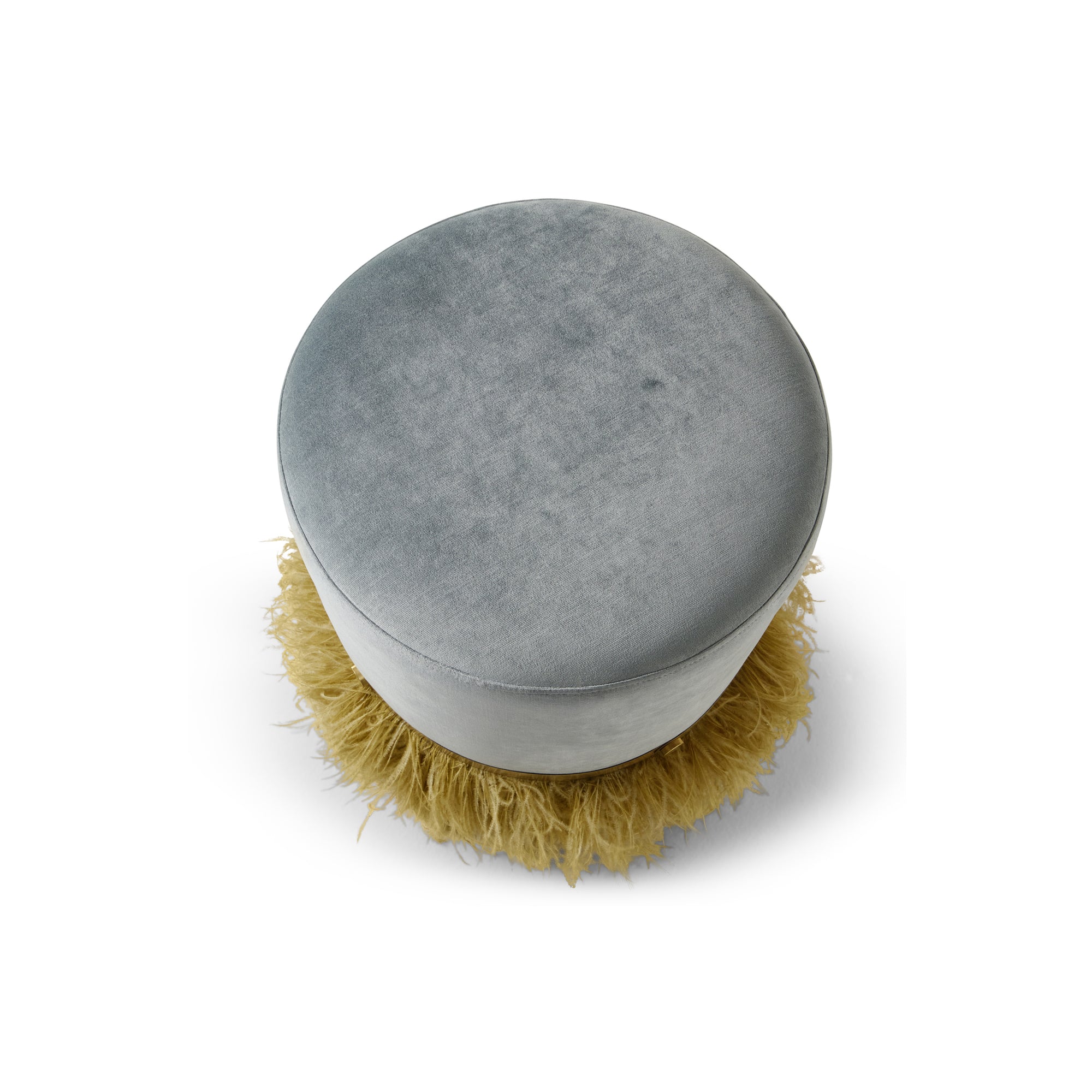 Ostrich Fluff Ocean 450 Diameter Velvet Pouf