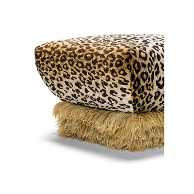 Ostrich Fluff Leopard Ottoman - Egg Designs