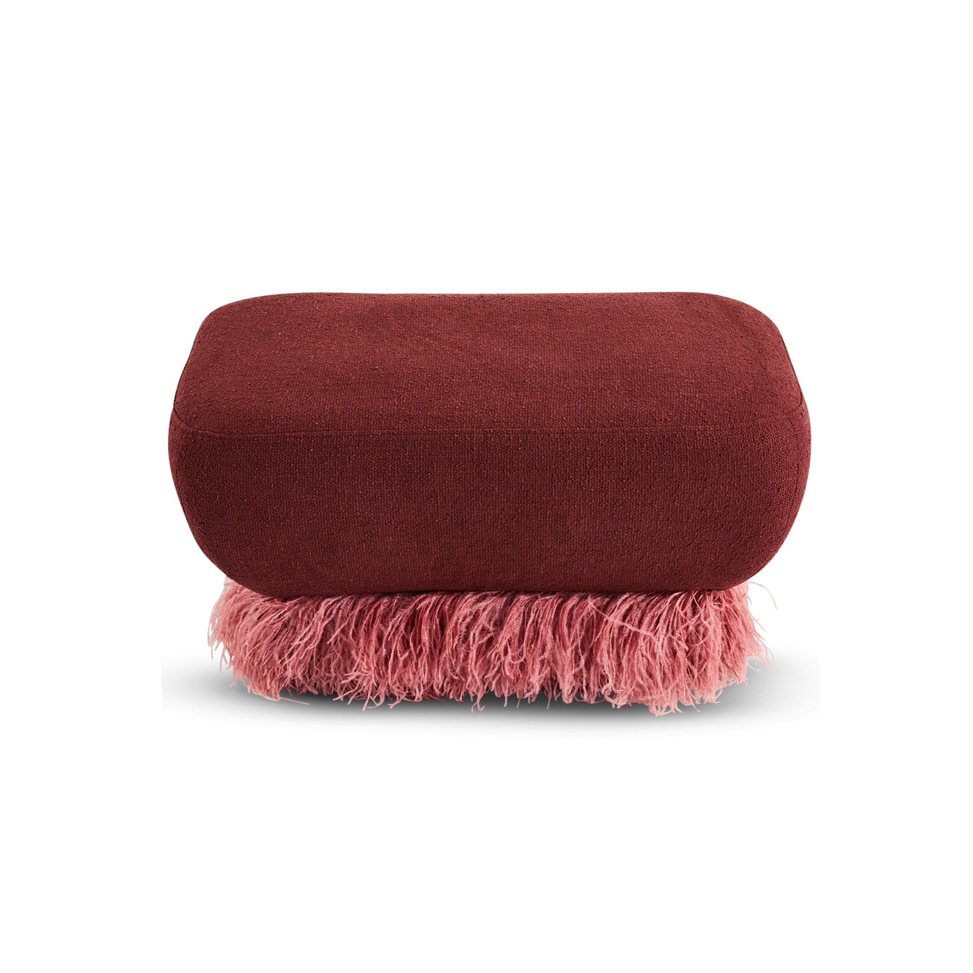 Plum Ostrich Fluff Ottoman - Egg Designs