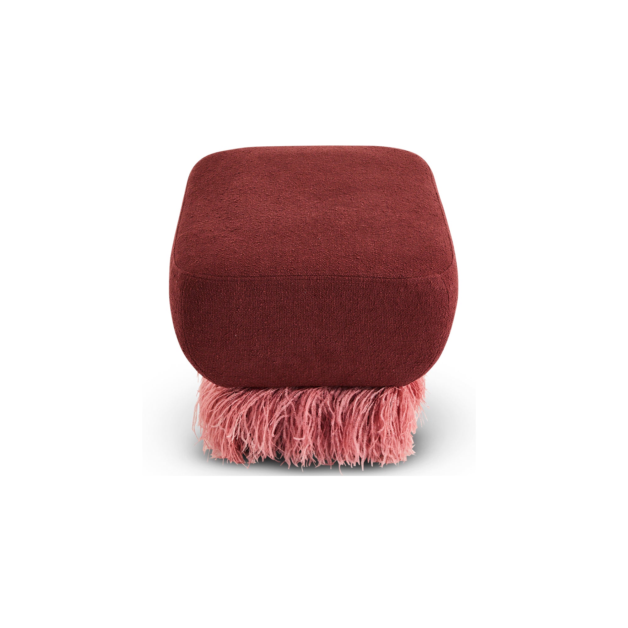 Plum Ostrich Fluff Ottoman - Egg Designs