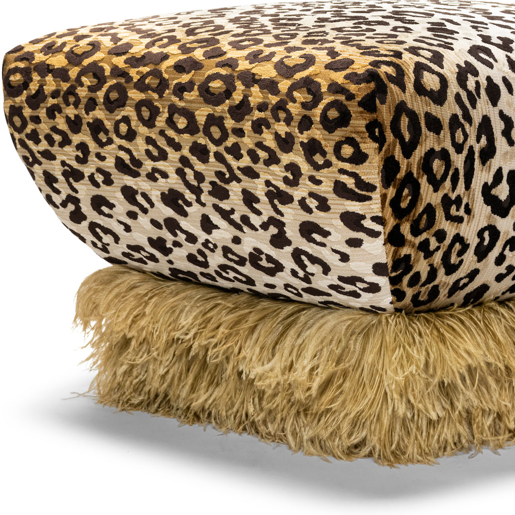 Ostrich Fluff Leopard Ottoman