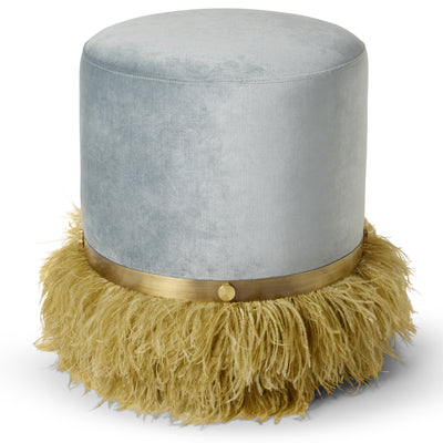 Ostrich Fluff Ocean 450 Diameter Velvet Pouf