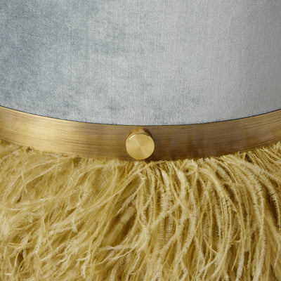Ostrich Fluff Ocean 450 Diameter Velvet Pouf
