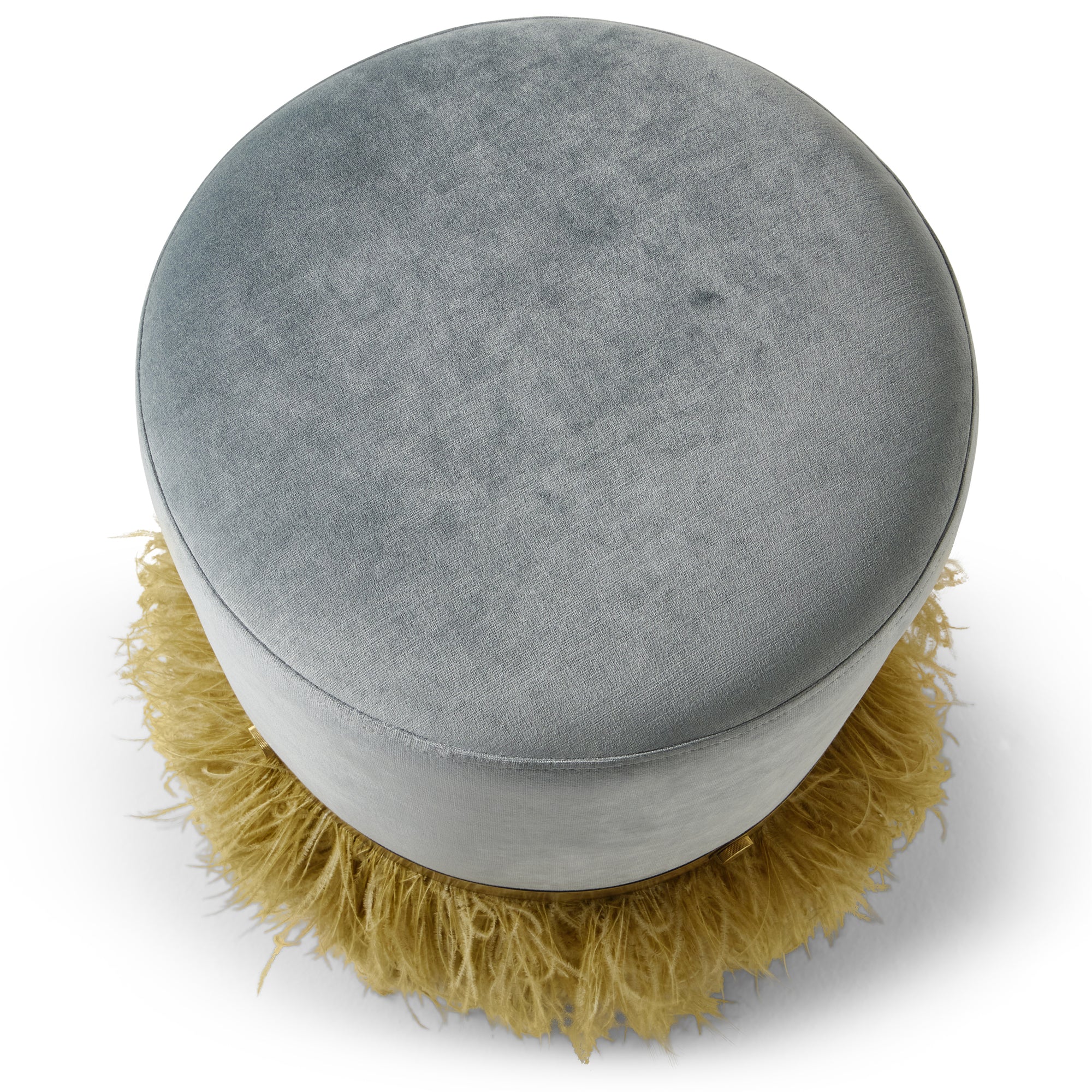 Ostrich Fluff Ocean 450 Diameter Velvet Pouf
