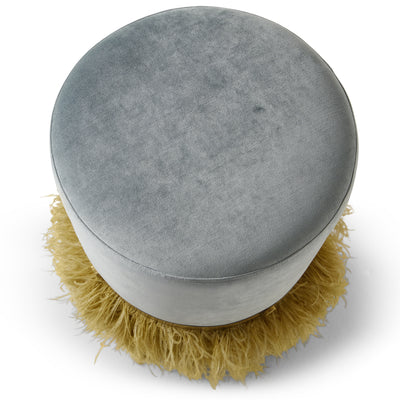 Ostrich Fluff Ocean 450 Diameter Velvet Pouf