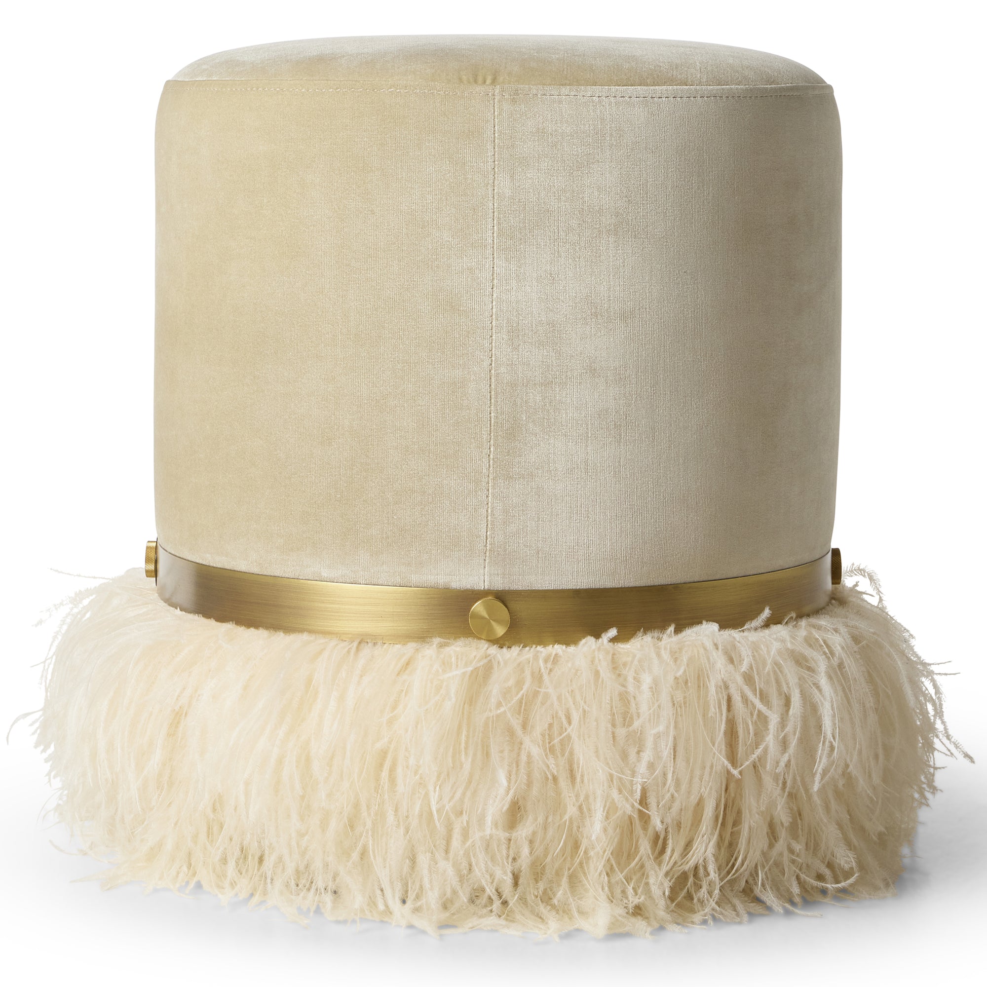 Ostrich Fluff Cream 450 Diameter Velvet Pouf