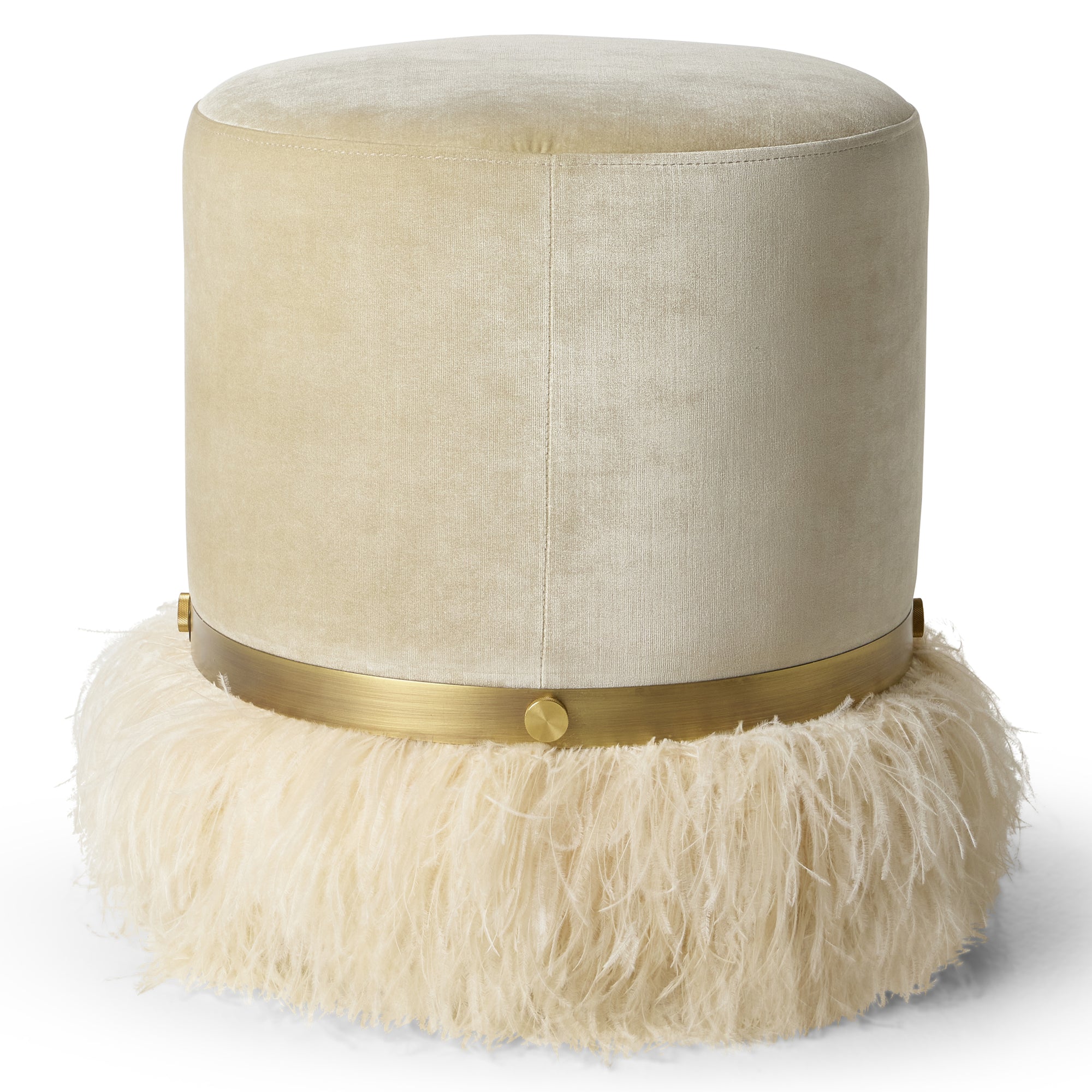 Ostrich Fluff Cream 450 Diameter Velvet Pouf