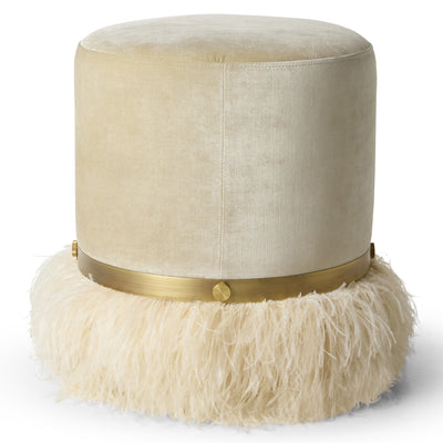Ostrich Fluff Cream 450 Diameter Velvet Pouf