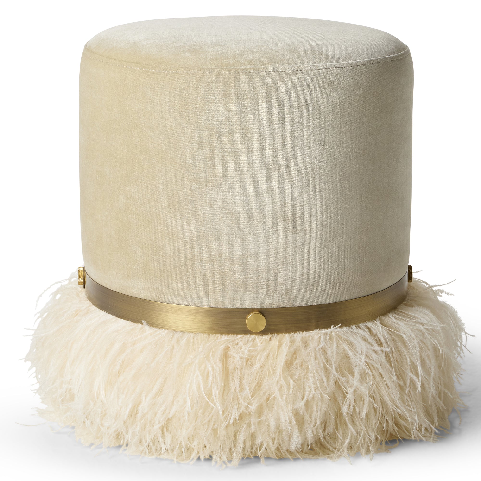 Ostrich Fluff Cream 450 Diameter Velvet Pouf