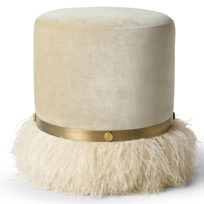 Ostrich Fluff Cream 450 Diameter Velvet Pouf