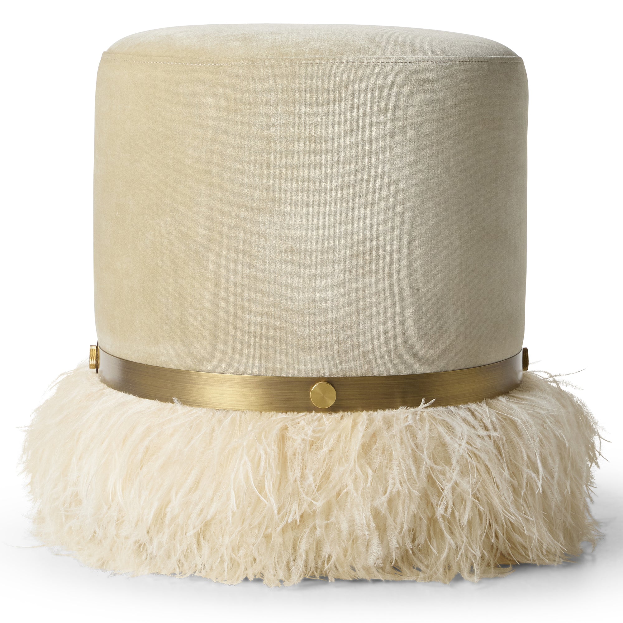Ostrich Fluff Cream 450 Diameter Velvet Pouf