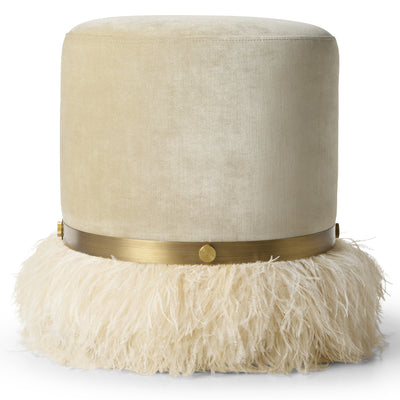 Ostrich Fluff Cream 450 Diameter Velvet Pouf