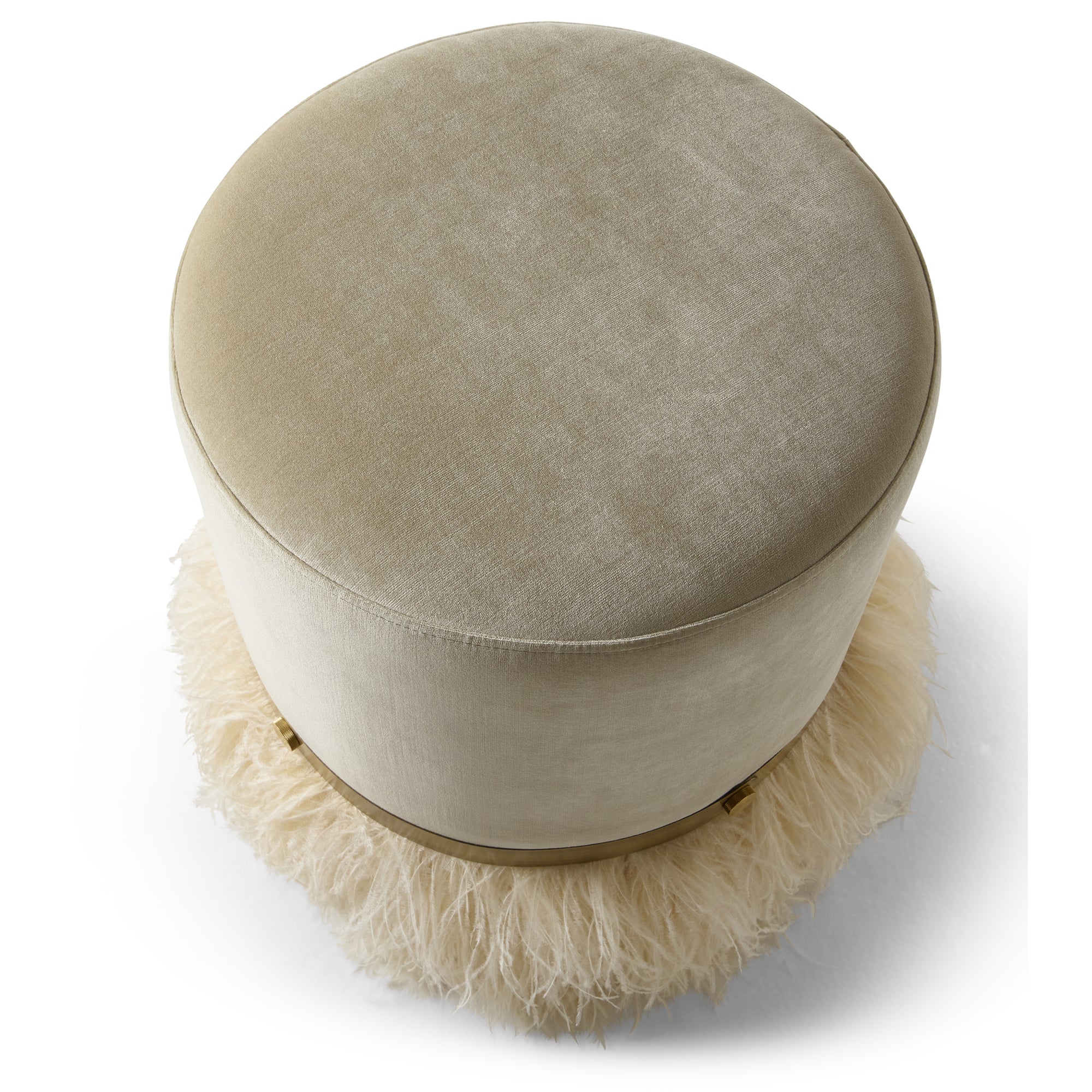 Ostrich Fluff Cream 450 Diameter Velvet Pouf