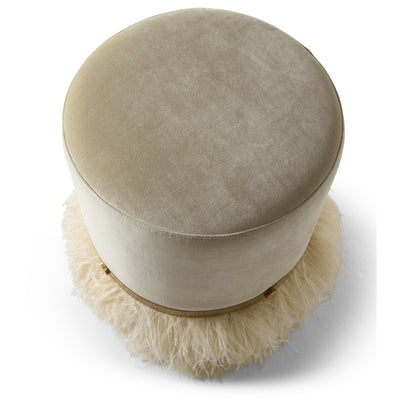 Ostrich Fluff Cream 450 Diameter Velvet Pouf