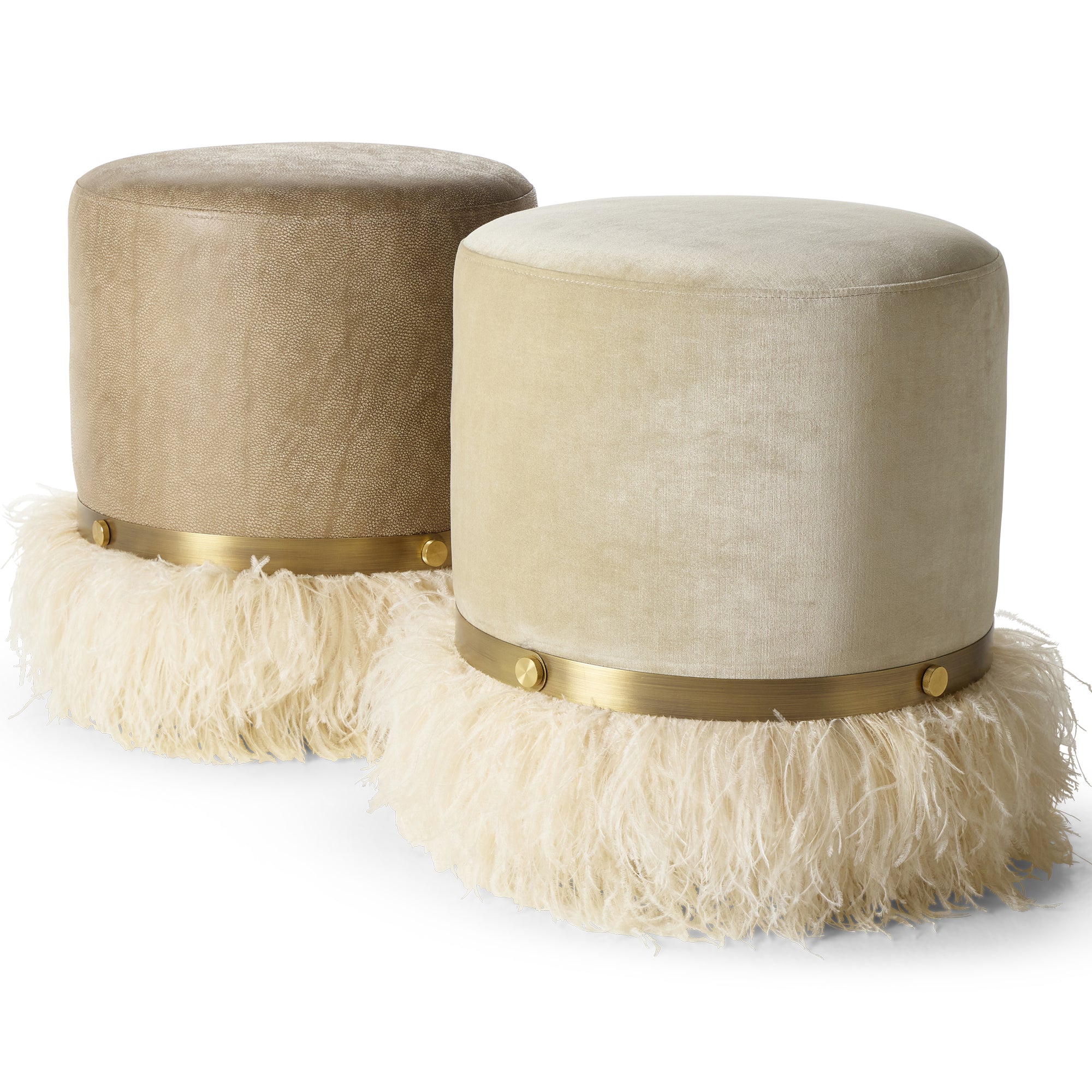 Ostrich Fluff Cream 450 Diameter Velvet Pouf