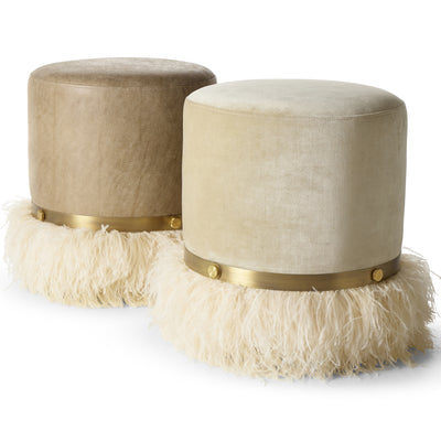 Ostrich Fluff Cream 450 Diameter Velvet Pouf