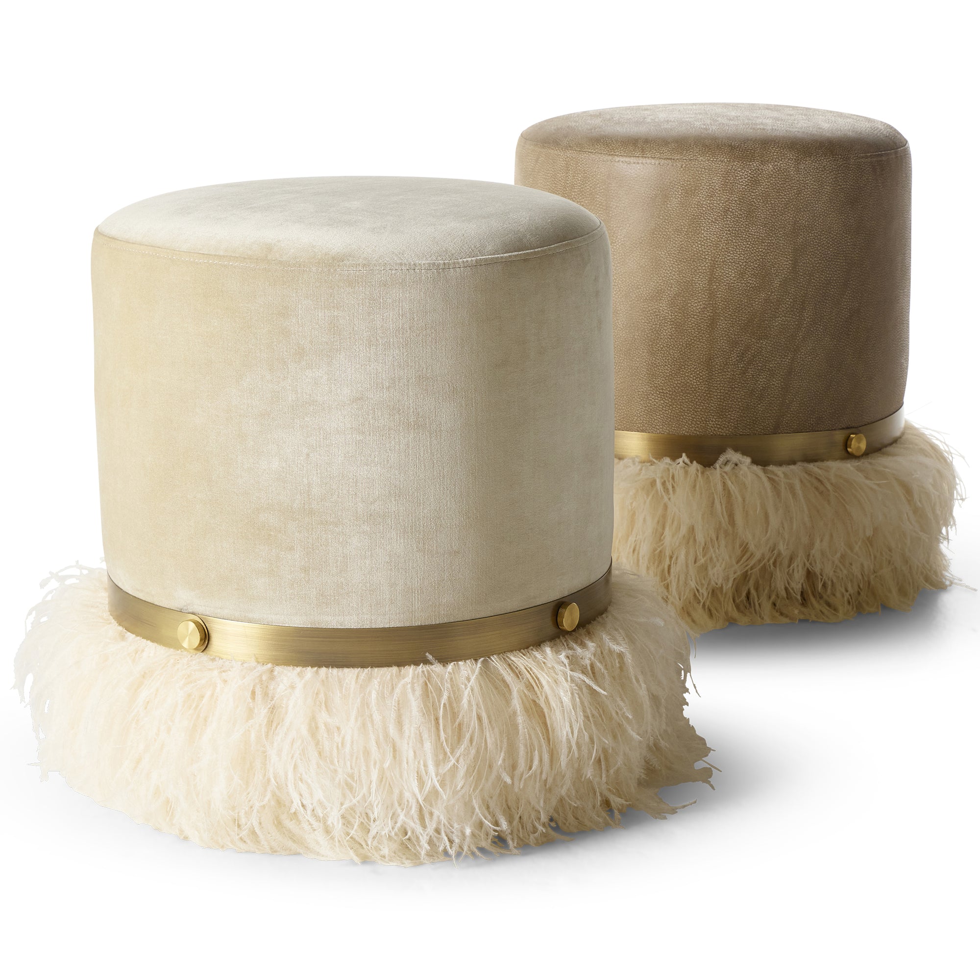 Ostrich Fluff Cream 450 Diameter Velvet Pouf