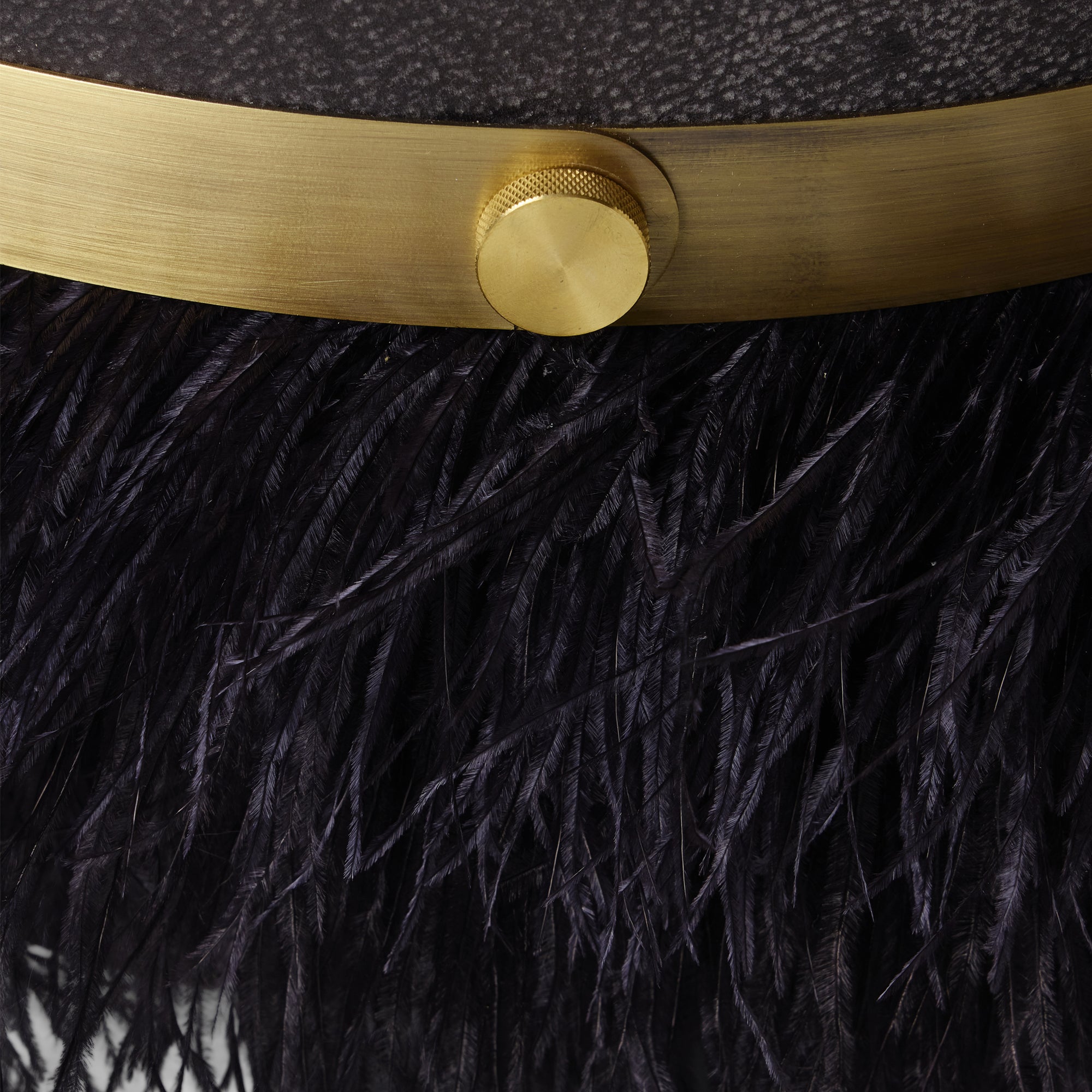 Ostrich Fluff Black 450 Diameter Velvet Pouf