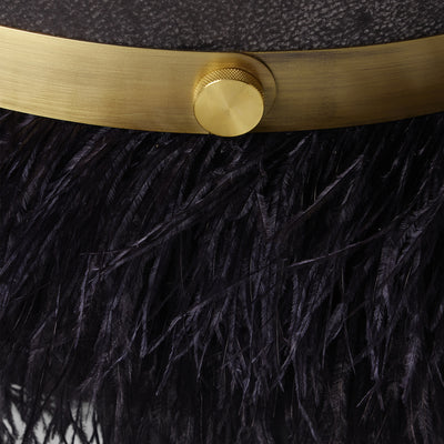 Ostrich Fluff Black 450 Diameter Velvet Pouf