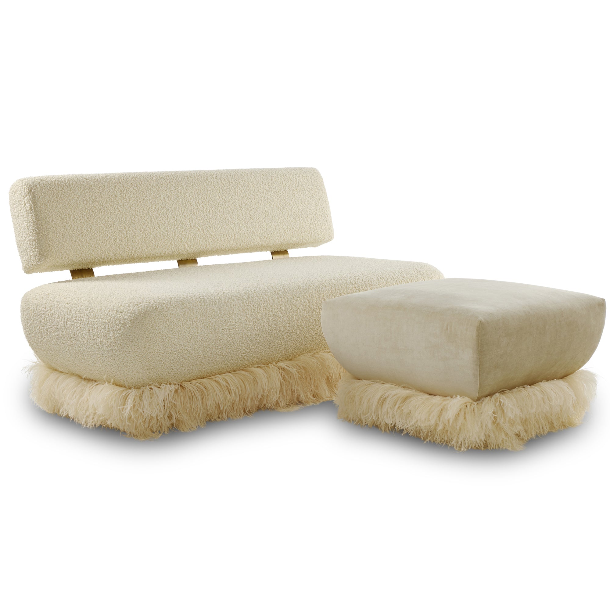 Ostrich Fluff Cream Boucle' Sofa