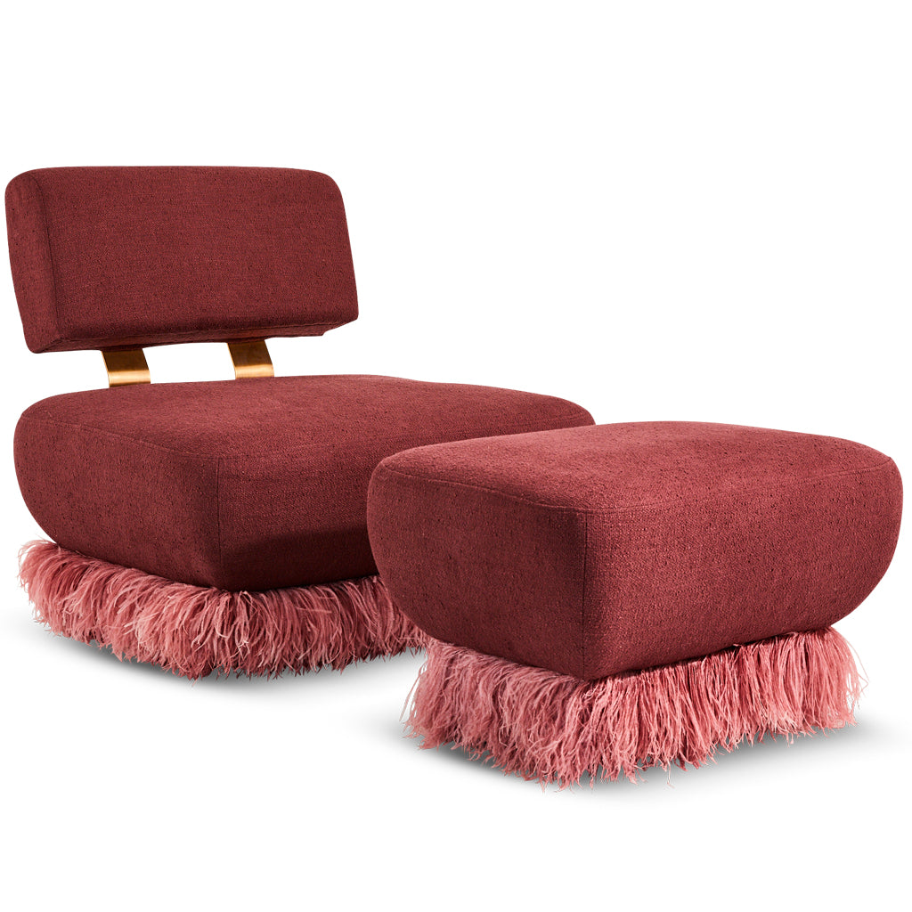 Plum Ostrich Fluff Lounge Chair