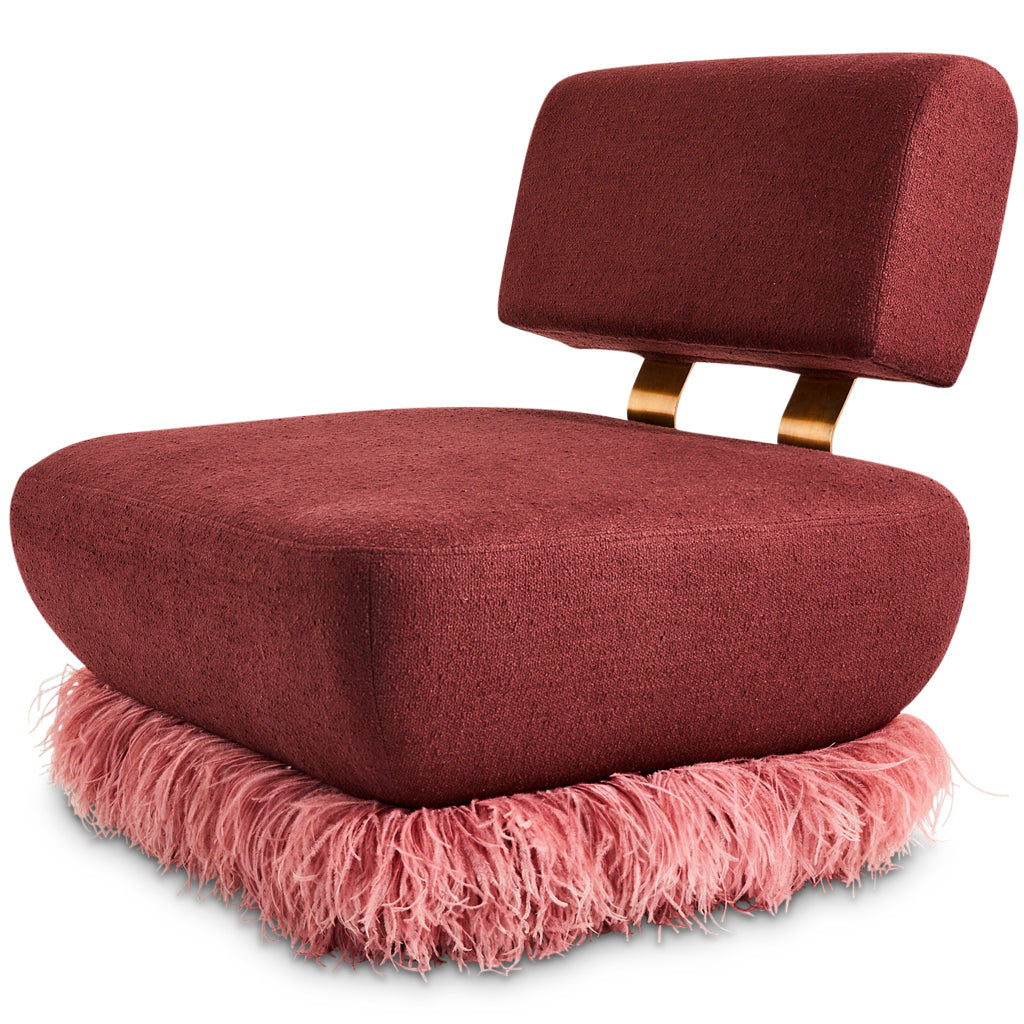 Plum Ostrich Fluff Lounge Chair