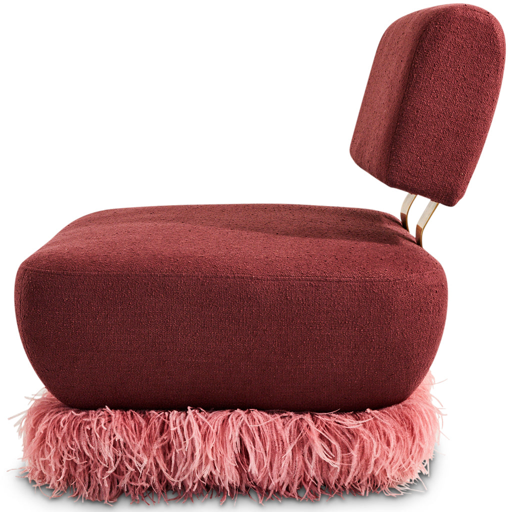 Plum Ostrich Fluff Lounge Chair