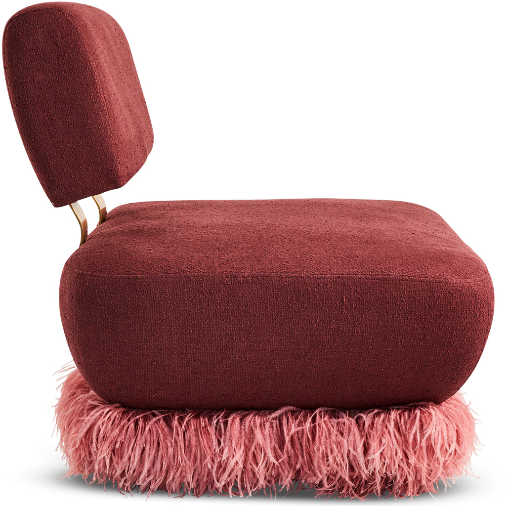 Plum Ostrich Fluff Lounge Chair