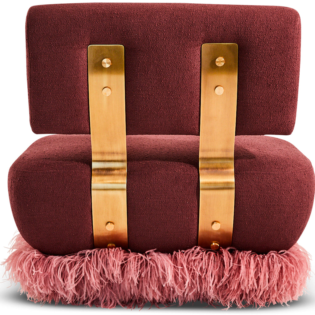 Plum Ostrich Fluff Lounge Chair