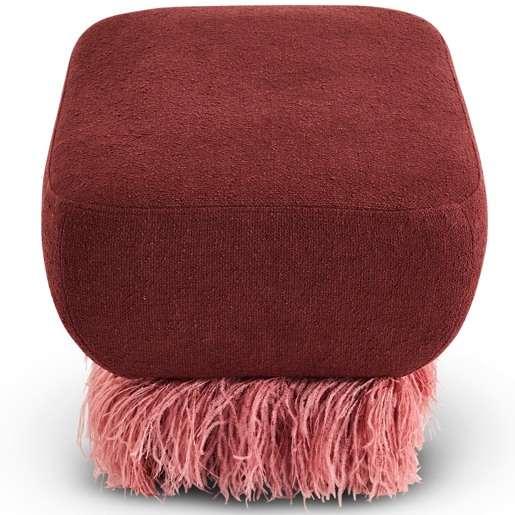 Plum Ostrich Fluff Ottoman