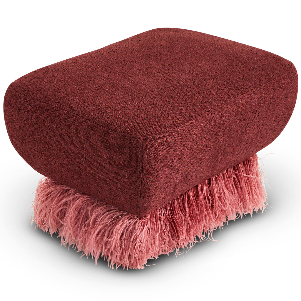 Plum Ostrich Fluff Ottoman