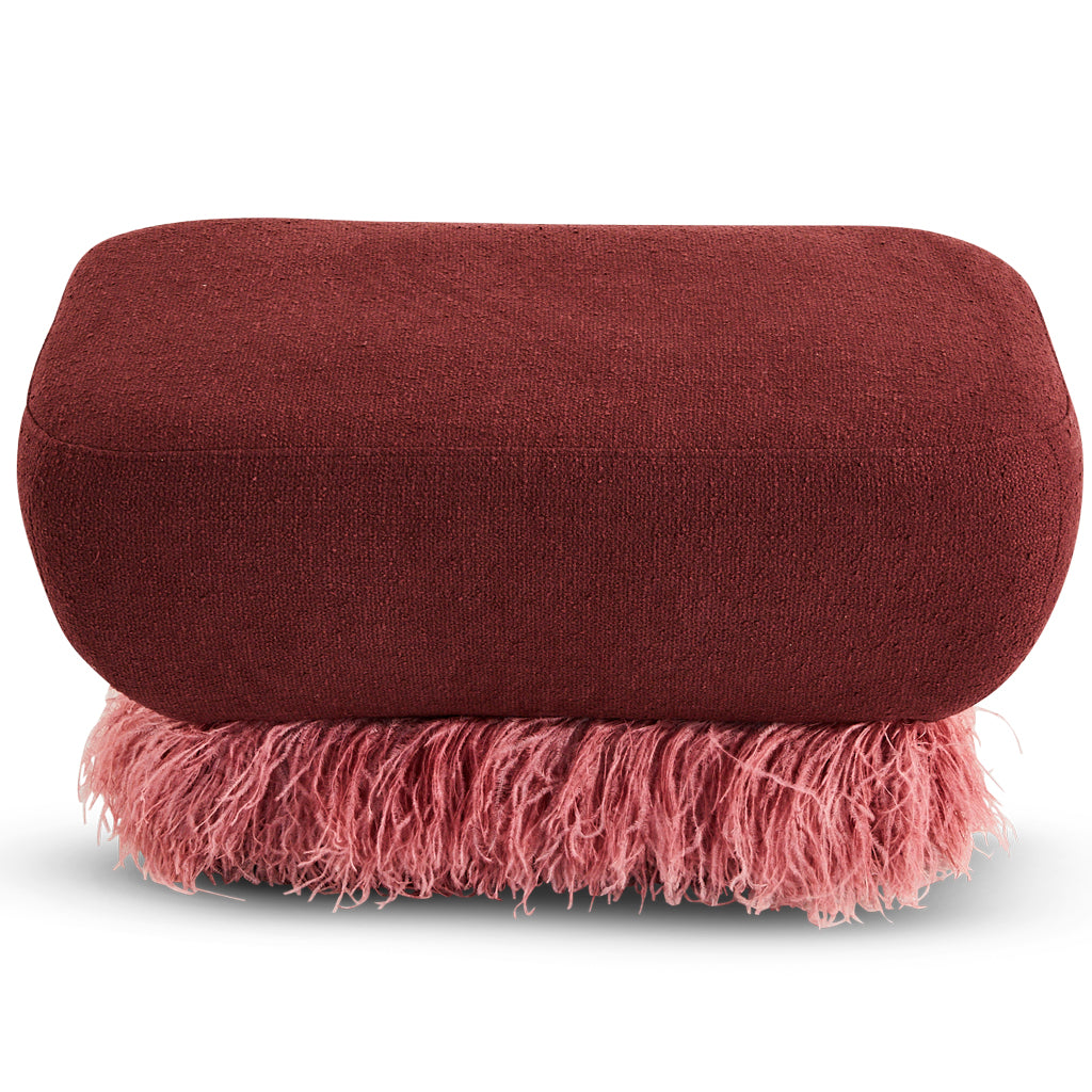 Plum Ostrich Fluff Ottoman