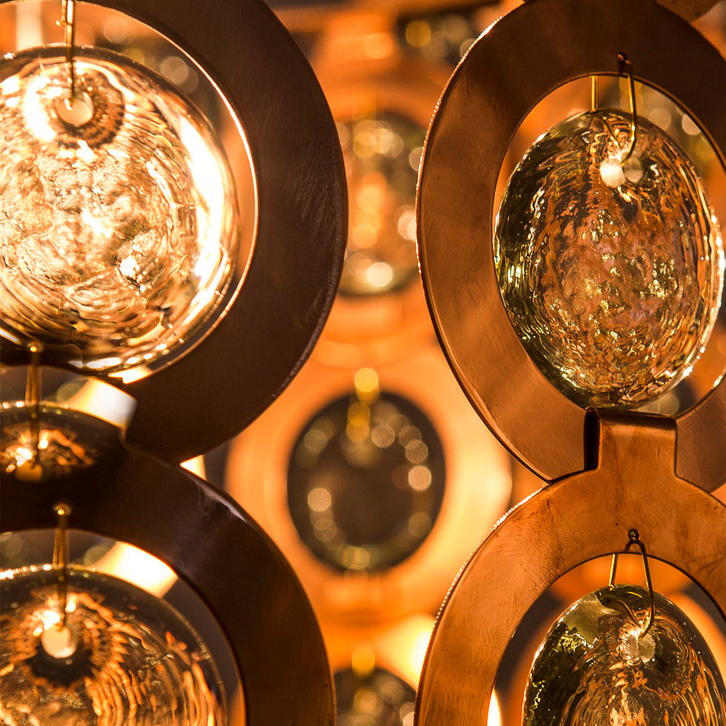 Surilight Copper & Recycled Glass Chandelier
