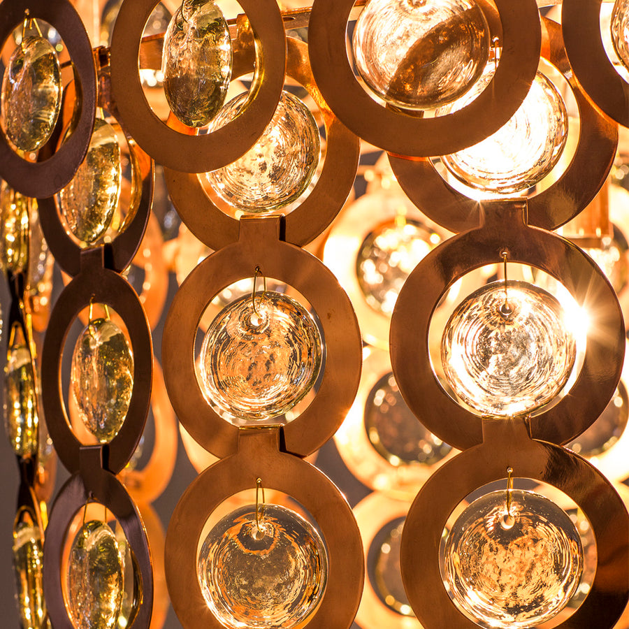 Surilight Copper & Recycled Glass Chandelier